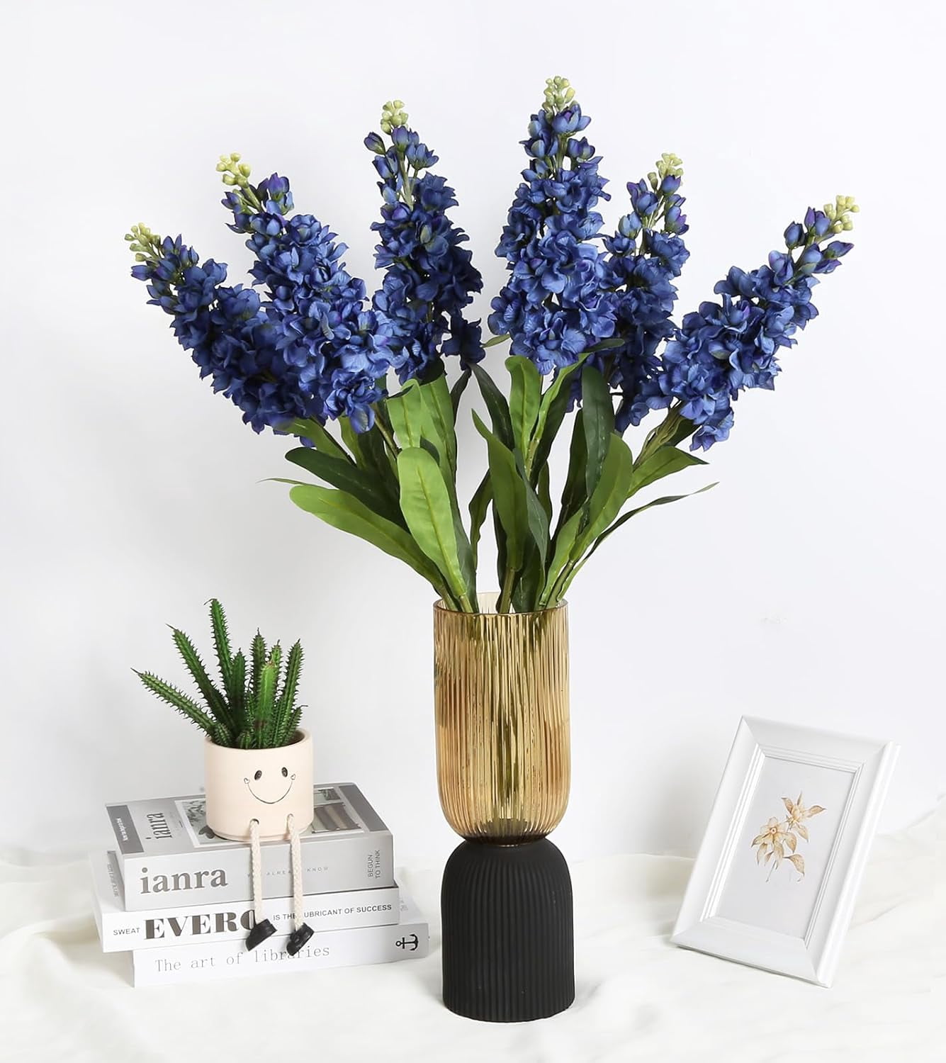 Snapdragon Artificial Flowers 3.5" Delphinium Fake Flowers Royal Blue Long Stem Silk Flowers Antirrhinum Majus Faux Flowers for Home Garden Wedding Decor Floral Arrangement (Royal Blue)