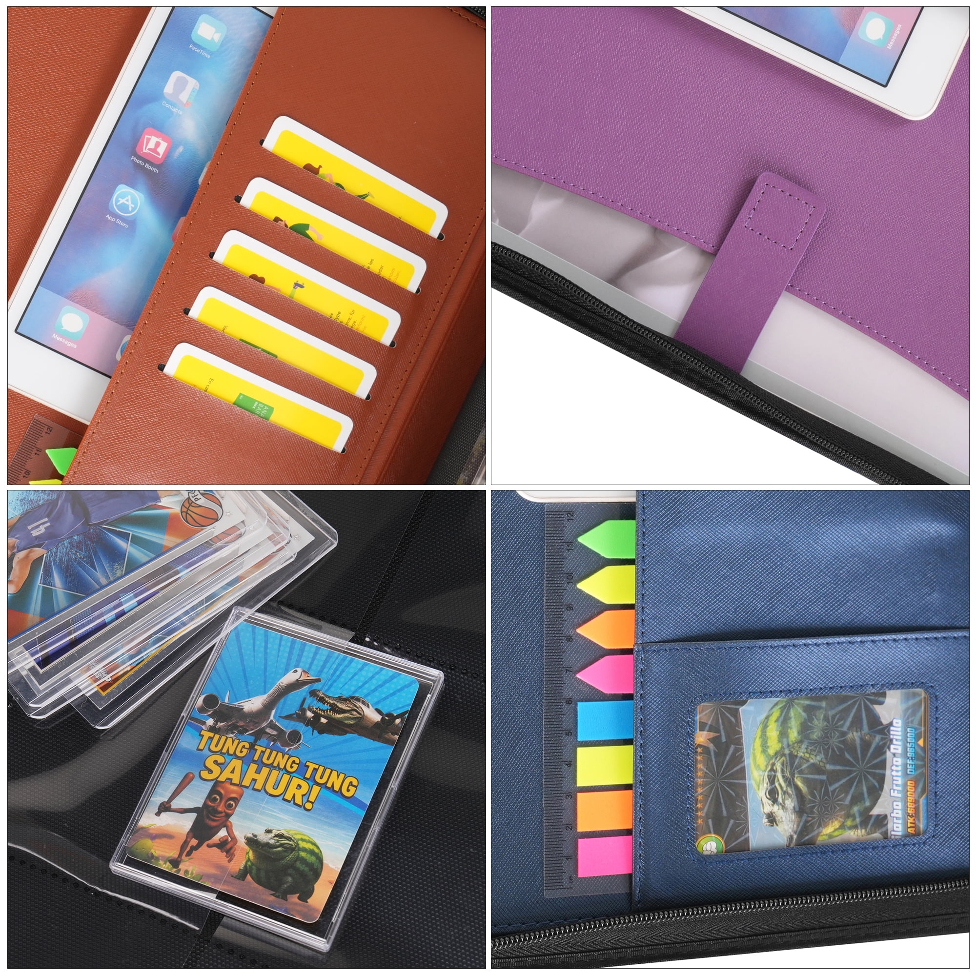 Wonderpool 9-Pocket Toploader Trading Card Binder- Hold 324 Toploaders with Extra Large Interior Pockets Waterproof pu Leather Notebook, Side-Loading for MTG TCG Yugioh Sports Games Cards (Purple)