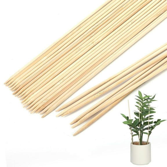 Trianu 45 Pcs 15.6" Bamboo Plant Stakes, Wooden Garden Sticks for Plants Supports, Bamboo Sticks for Crafts, Gardening Floral Plant Support, Potted Plant