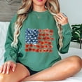 thumbnail image 5 of Floral American Flag Sweatshirt for Women - USA Patriotic Stars & Stripes Pullover Top - 4th of July Red White Blue Cozy Graphic Shirt, 5 of 7