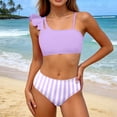 thumbnail image 2 of Girls Two Piece Swimsuit Solid Color Bathing For Kids Youth Teen Summer Beach Pool Swimwear 8 16/Light Purple/8Y, 2 of 4