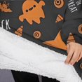 thumbnail image 3 of Oversized Wearable Blanket Hoodie,Trick or Treat Halloween Pattern Sherpa Blanket Hoodie with Super Pockets,Super Warm Fuzzy Pullover for Women & Men, 3 of 6