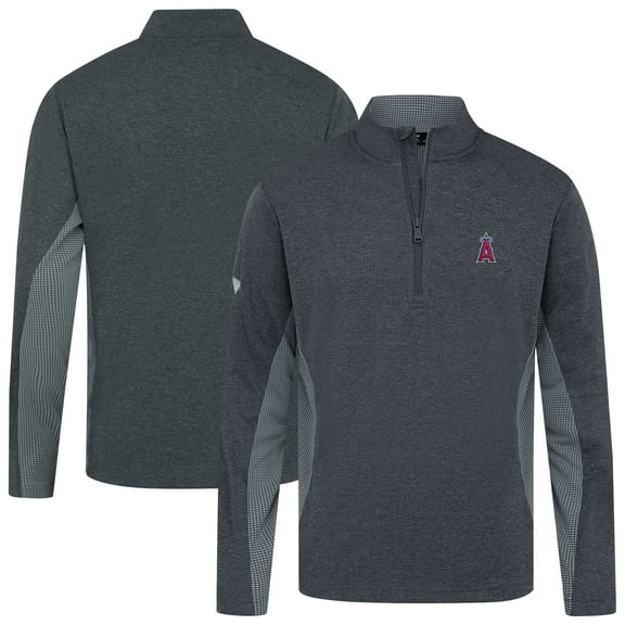 Men's Levelwear Heather Black Los Angeles Angels Waffle Insignia 2.0 Quarter-Zip Pullover
