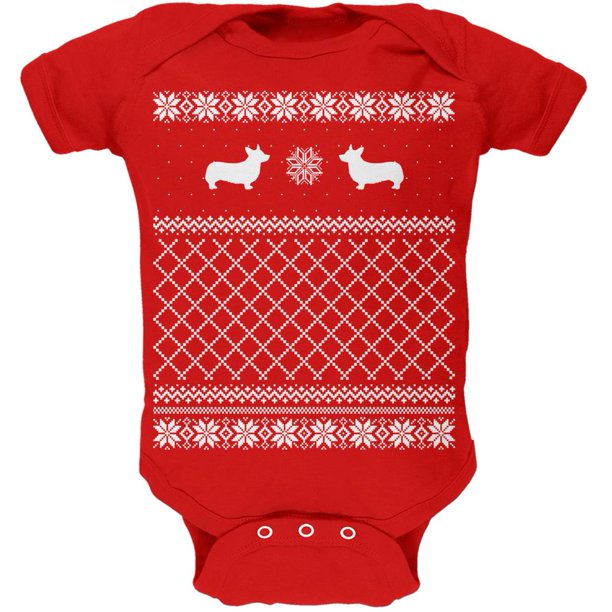 Corgi Ugly Christmas Sweater Red Soft Baby One Piece 12 Month Walmart Com Walmart Com