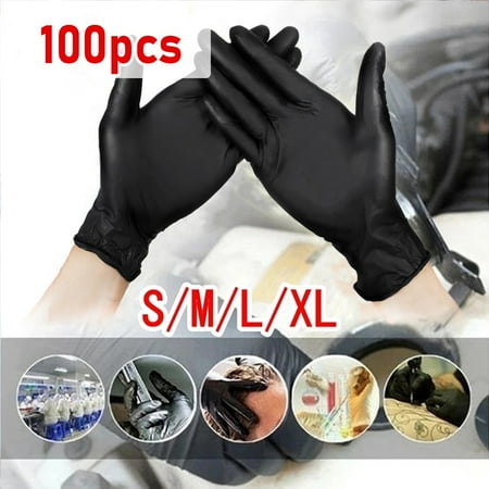 

100pcs Black Nitrile Gloves 7mil Kitchen Disposable Synthetic Latex Gloves For Household Kitchen Cleaning Gloves Powder free