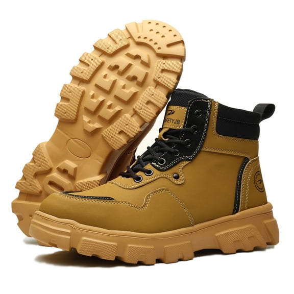 Work Boots for Men,Lightweight Breathable High Top Steel Toe Boots,Indestructible Steel Toe Shoes,Non Slip Safety Work Shoes