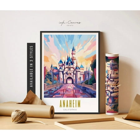 Anaheim California Poster Anaheim Travel Poster Anaheim Ca Art Poster Modern Vibrant Colorful Wall Art Poster Travel Art Home Decor, 8x12 UNFRAMED