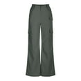 thumbnail image 5 of jtjvou Women's-Cargo-Hiking-Pants-High-Waisted Wide Leg Water Resistance Lightweight Stretch for Work Casual Outdoor Green L, 5 of 8