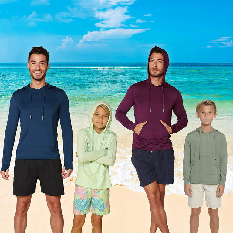 Ingear Boys UPF 50+ Sun Protection UV Hoodie T-Shirt Long Sleeve with Pockets SPF Shirt Boys Sun Shirt with Hood, Kids Unisex, Size: XL, Blue