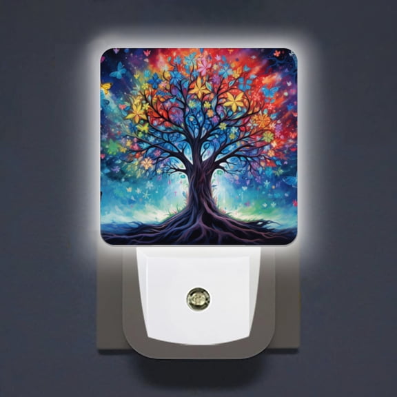 LED Night Lights Lamp with Dusk to Dawn Sensor, Tree Of Life With Roots That Branch Out Into Various Colors Night Light Plug Into Wall for Kids Room, Bedroom, Bathroom, Kitchen, Hallway