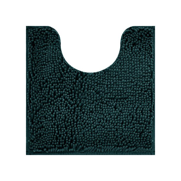 Xiao Hua Alfombra de baño en forma de U, 20×20 pulgadas, lavable, para baño, suave, con material de poliéster y TRP duradero, contorneada para pisos de baño, color negro y verde, 1 pieza.