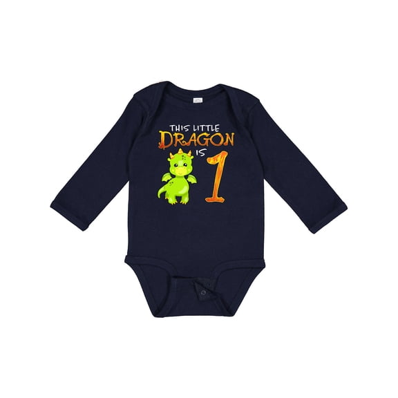 Inktastic Dragon 1st Birthday Turning One Boys or Girls Long Sleeve Baby Bodysuit