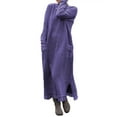 thumbnail image 1 of LUXUR Robe Midi Kaftan Ample pour Femmes, Ourlet Fendu, Robe Tricotée Chaude, Violet m, 1 of 3