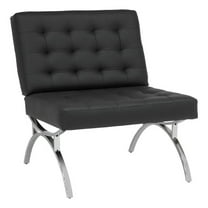 Pemberly Row Accent Chair Blended Leather and Chrome Frame / Black