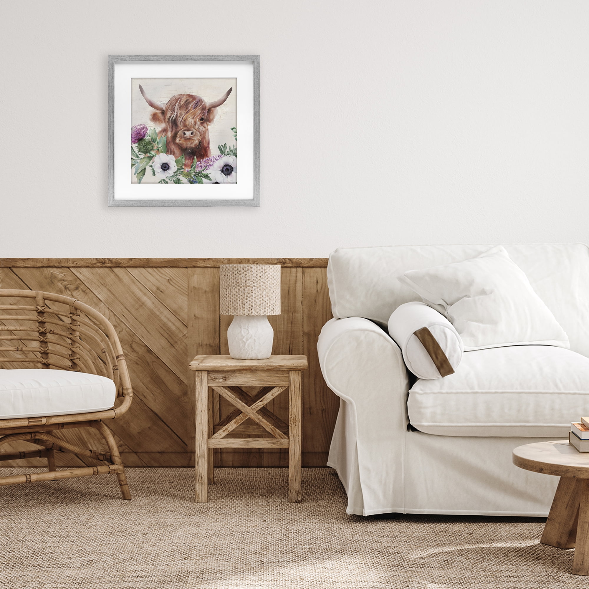 Stupell Industries Penny The Highland Cow Gray Framed Print Under Glass, design by Lux + Me Designs