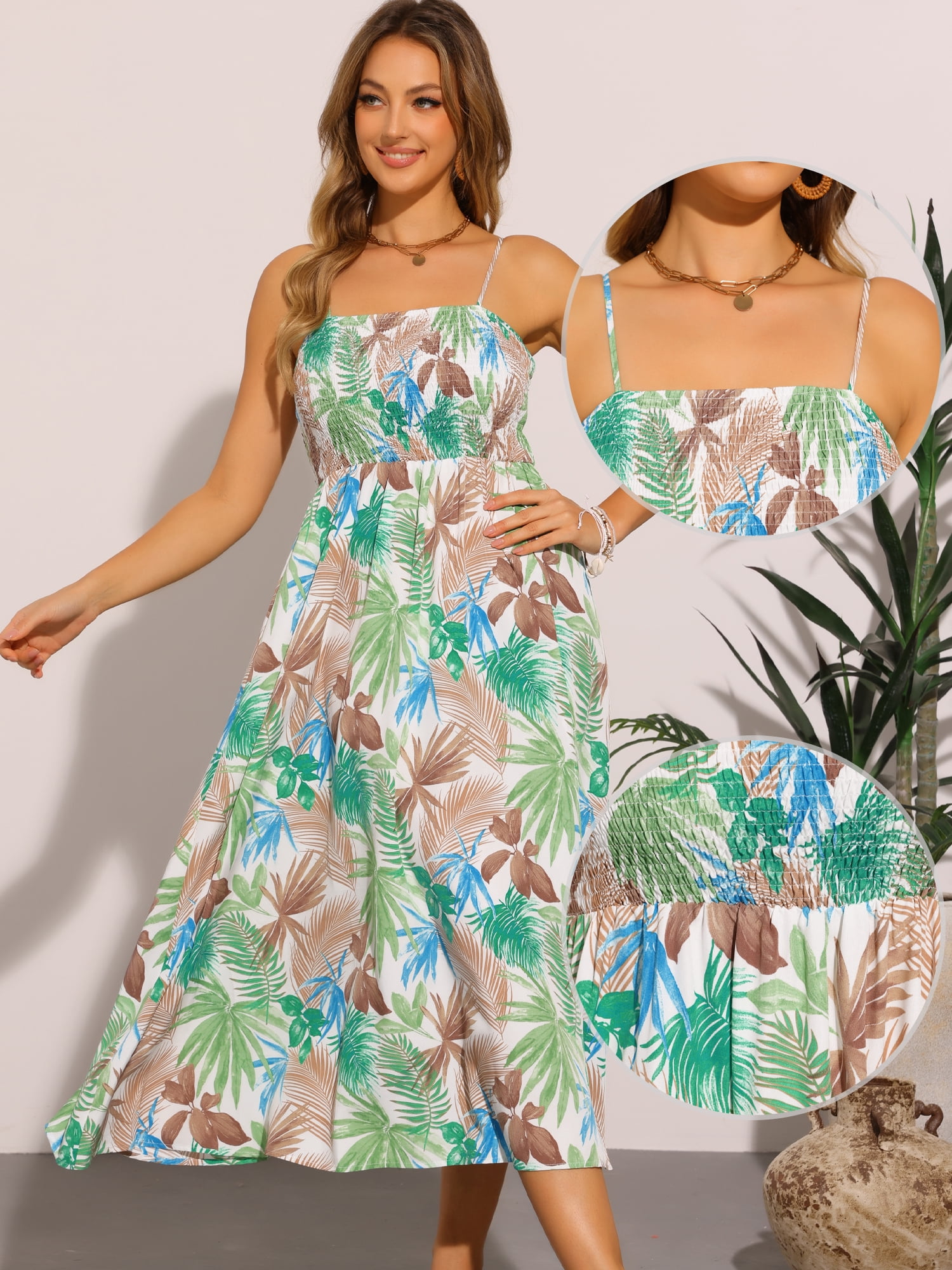 DARING DIVA Sleeveless Camisole Floral Long Casual Dress XS Green