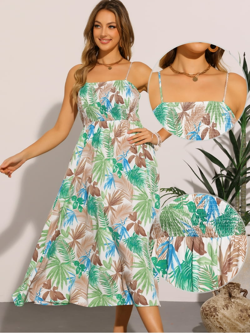 Daring Diva Sleeveless Camisole Floral Long Casual Dress S Green