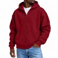 thumbnail image 2 of Hearthz Zipper Hoodies for Men Wine Long Sleeve Drop Shoulder Big and Tall Sweatshirts for Men Oversized Y2k Trendy Streetwear Zipper Men's Hooded Sweatshirt, 2 of 6