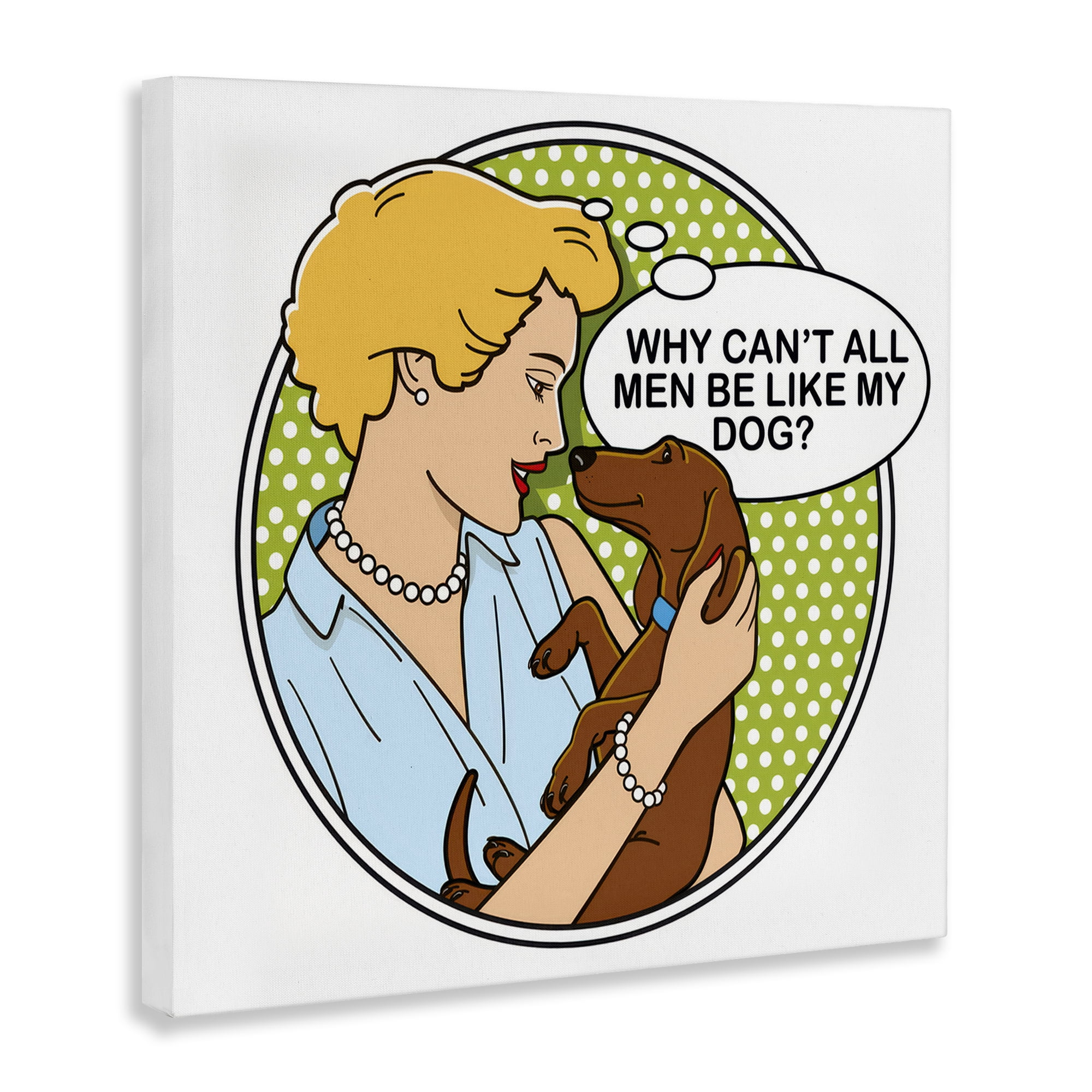 Stupell Industries Funny Men & Dogs Animals Painting Wrapped Canvas Art Print Wall Art, 24 x 24
