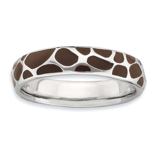 Bague en Argent Sterling Stackable Expressions Imprimé Animal Émaillé Poli Taille 5
