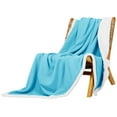 thumbnail image 4 of Deconovo Throw Sherpa Plush Blanket, 50x60 inch Teal, Machine Washable, Solid & Traditional Design, 4 of 7