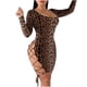 thumbnail image 1 of Vestido de manga larga con cordones y espalda descubierta para club nocturno con estampado de leopardo sexy para mujer Fridja  nbo215, 1 of 7