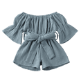 thumbnail image 3 of EYIIYE Toddler Girls Off Shoulder Playsuit Flared Sleeves Wide Leg Jumpsuit, 3 of 9