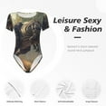 thumbnail image 4 of Pofeuu Jungle Dinosaur Print Short Sleeve Body Suits Women Round Neck Bodysuits for Women Onesie Adult Set Body Suit-X-Large, 4 of 7