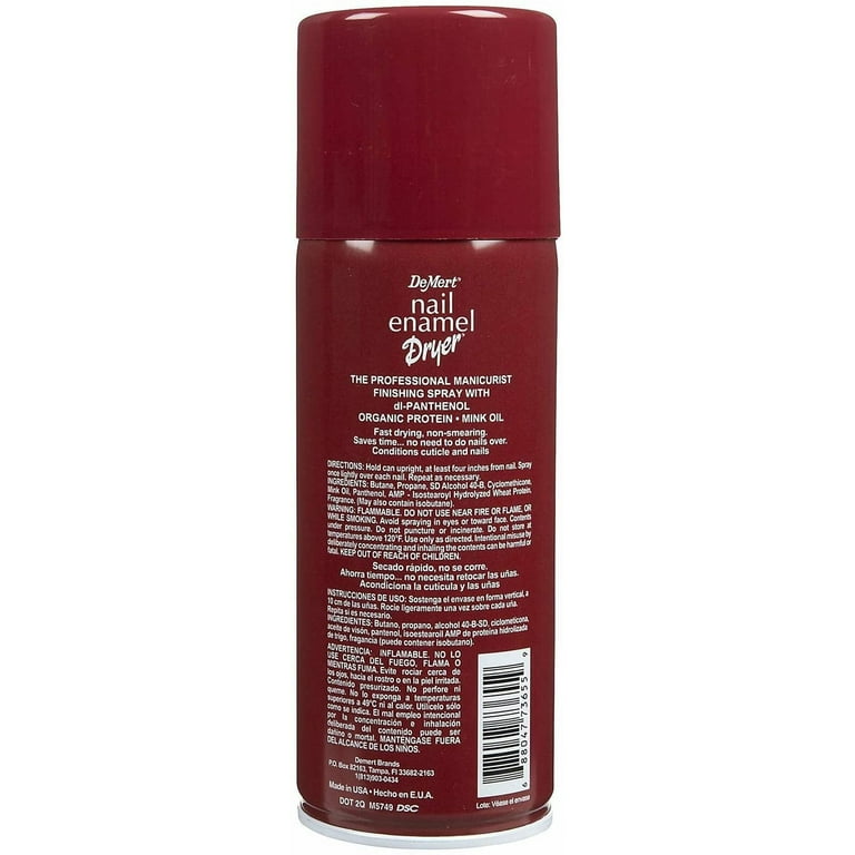 Demert Brands Nail Enamel Dryer Manicurist's Finishing Spray - 7.5 fl oz  Spray Can - Fast Drying