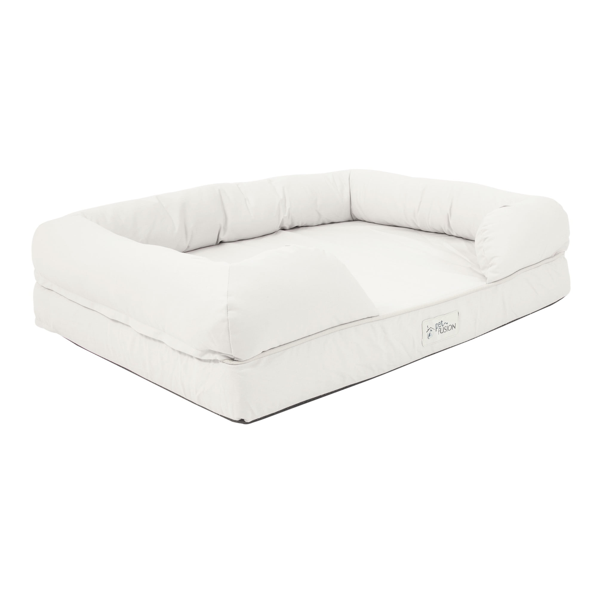 PetFusion Ultimate Orthopedic Memory Foam Dog Bed & Lounge with Medium Firmness Pillow, Waterproof Liner & Breathable Cotton Cover, Extra-Large XL, Beige/Sandstone