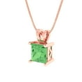 thumbnail image 2 of Clara Pucci 18K Rose Solid Hypoallergenic Gold 1.5Ct Green Zircon Princess Cut Solitaire Designer Necklace Pendant For April, 2 of 6