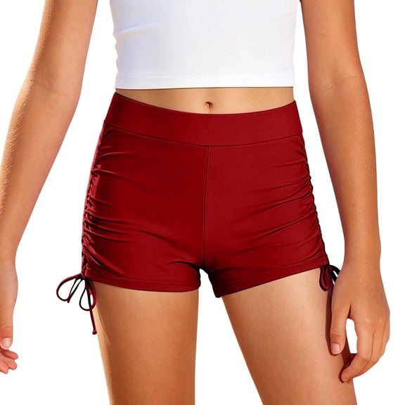 Bmisegm Girls Swim Bottoms Casual Solid Color Swim Shorts for Kids Lightweight Comfortable Beach Pool Summer Bottom Wear Bathing Suit Shorts 4-15Y 01_,11-12 Years