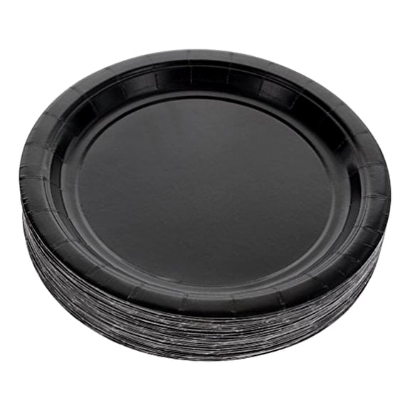 Disposable Paper Plates Black, 6 3/4 Inches Paper Dessert Plates, Strong and Sturdy Disposable Plates for Party Plates, Pack of 50 - By Amcrate