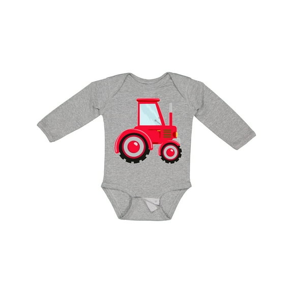 Inktastic Farming Red Tractor Boys or Girls Long Sleeve Baby Bodysuit