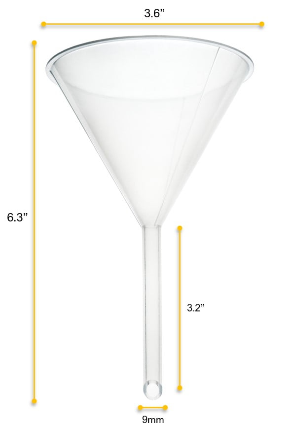 4 Diameter 10PK Filter Funnels 6 Tall Eisco Labs Polyethylene 0.4 Stem 