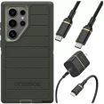 thumbnail image 1 of OtterBox Samsung Galaxy S24 Ultra (Only) - Defender Series Pro Case - Lichen The Trek (Green) - Case Only - Screenless - Rugged & Durable - with Port Protection - USB-C to USB-C Wall Charging Kit, 20, 1 of 7