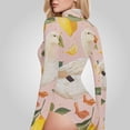 thumbnail image 4 of Lemon Duck Leaves Women's Bodysuit Jumpsuit Mock Turtle Neck Long Sleeve TopsOne Piece Leotards Shirt Yoga Outfits, 4 of 8