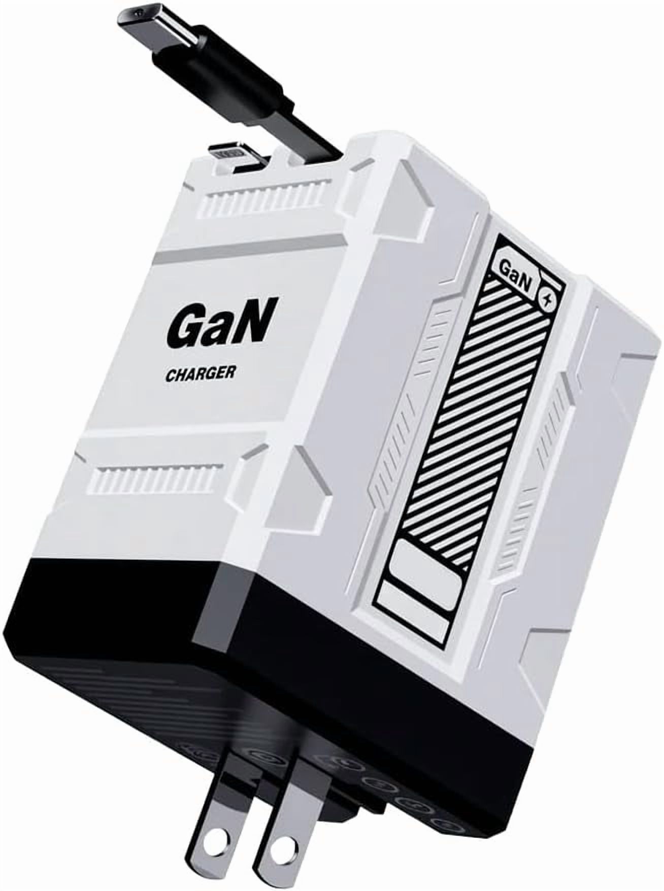 Chargeur GaN 120W 2-en-1 - Câbles Rétractables, Compact, Pour Téléphone, Tablette, Portable
