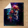 thumbnail image 3 of Sugar Skull Throw Blanket Colorful 3D Groovy Hippie Daisy Fleece Blanket for Kids Teens Adults Starry Galaxy Retro Flowers Flannel Blanket for Party Living Room Baby 30x40, 3 of 6