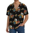 thumbnail image 3 of Easygdp Cartoon Tractor Men's Casual Short-sleeved Shirt with Pocket and Button Suitable for Beach Vacation Leisure - Small, 3 of 7