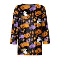 thumbnail image 4 of Halloween Tops for Women 3/4 Sleeve Pumpkin Cat Print Crew Neck Loose Fit Blouse Party Wear, 4 of 5