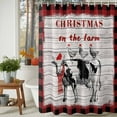 thumbnail image 2 of Christmas Shower Curtain, 60" x 72", Cow Chicken Farm Wood Grain Red Plaid Waterproof Bathroom Curtain Washable Shower Curtain Set with 12 Hooks, 2 of 6