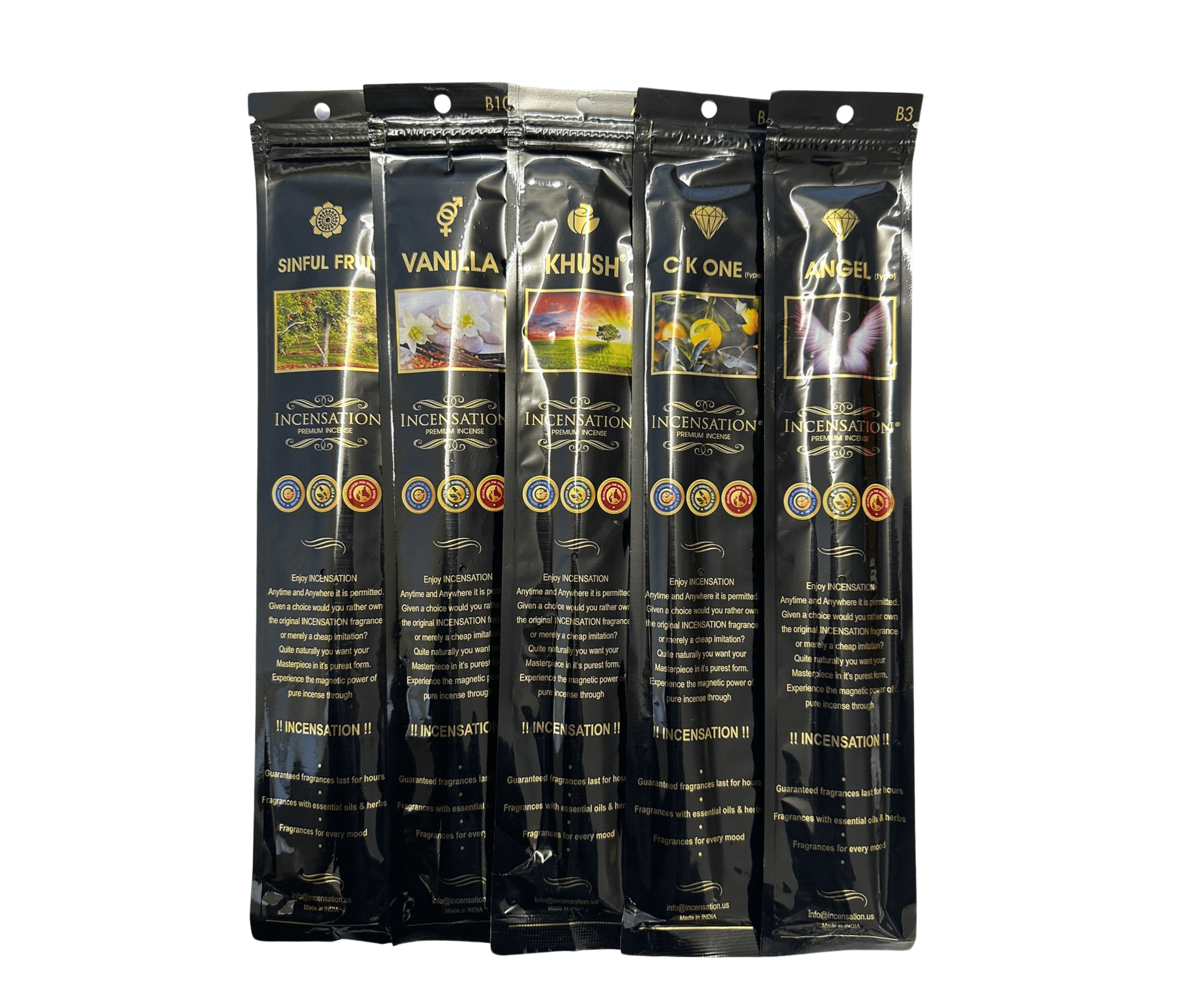 Incensation Premium Incense Sticks, Black & Charcoal, 75 Pack