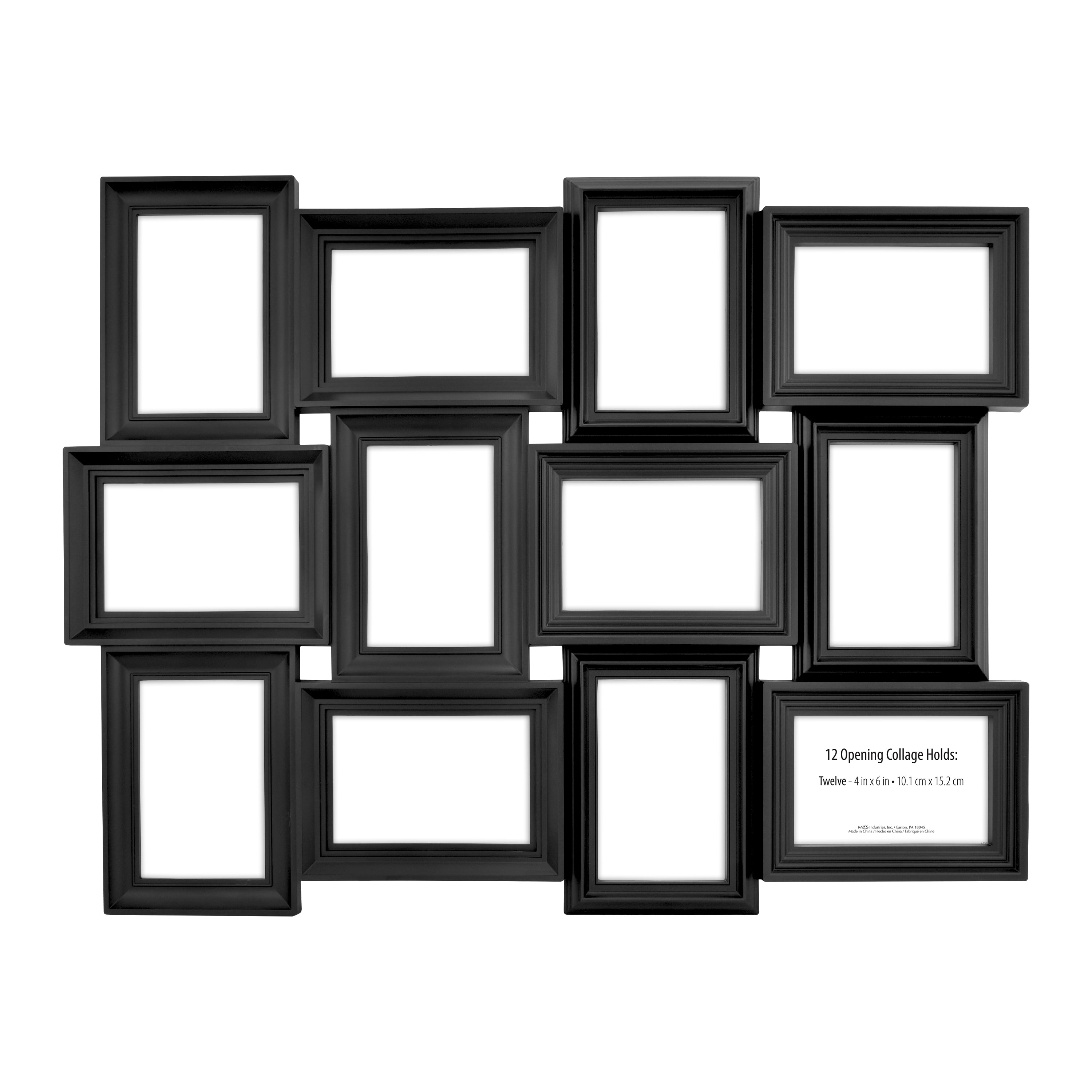 Mainstays 4x6 4-Opening Matted Wall Collage Picture Frame, Black