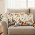 thumbnail image 2 of Orange Blue Fall Outdoor Waterproof Pillow Covers, Thanksgiving Pumpkins Botanical Decorative Rectangle Throw Pillowcase Sofa Cushion Sham for Patio/Couch/Chair, 20"x12" 2 Pack, 2 of 8