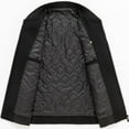 thumbnail image 2 of SWSMCLT Men's Wool Coats Quilted Bomber Jackets Long Sleeve Slim Fit Cozy Pocket Casual Jackets Spring Fall Top Thick Warm Black Medium, 2 of 5