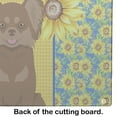 thumbnail image 5 of Summer Sunflowers Longhaired Chocolate and Tan Chihuahua Glass Cutting Board Large 12 in x 15 in, 5 of 5