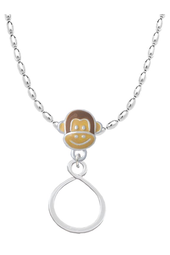 Silvertone Infinity Loop Mia Monkey Charm Necklace
