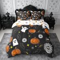 thumbnail image 3 of Erosebridal Cartoon Ghost Bats King Bedding 7pcs,Halloween Spooky Animal King Bed in a Bag,Black,Reversible, 3 of 6