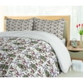 thumbnail image 5 of Ambesonne Botanical Duvet Cover Sets, Monstera Leaf and Flowers, 2-King, Multicolor, 5 of 7